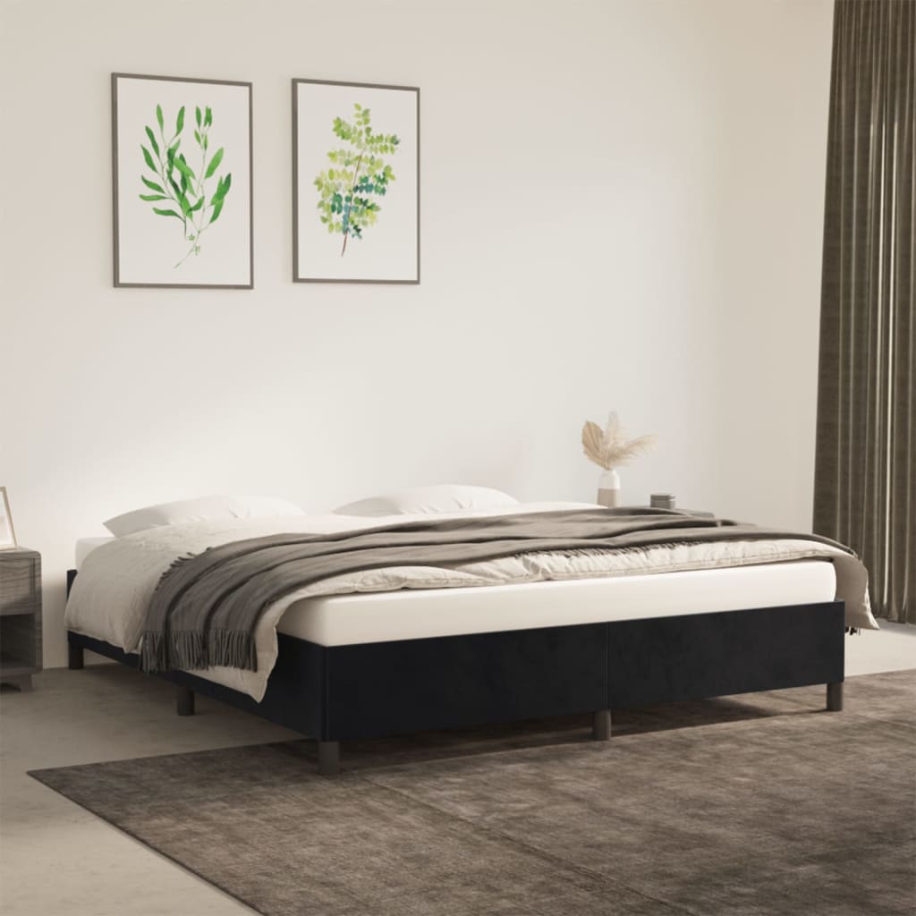 vidaXL Bed Frame Upholstered Platform Bed with Wooden Slats Support Velvet-49