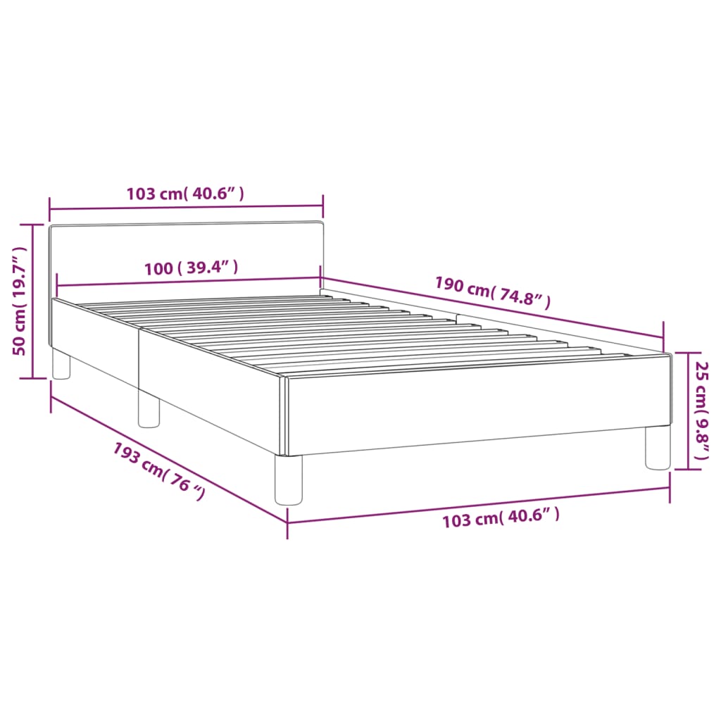 vidaXL Bed Frame with Headboard Black 53.9"x74.8" Full Fabric-34