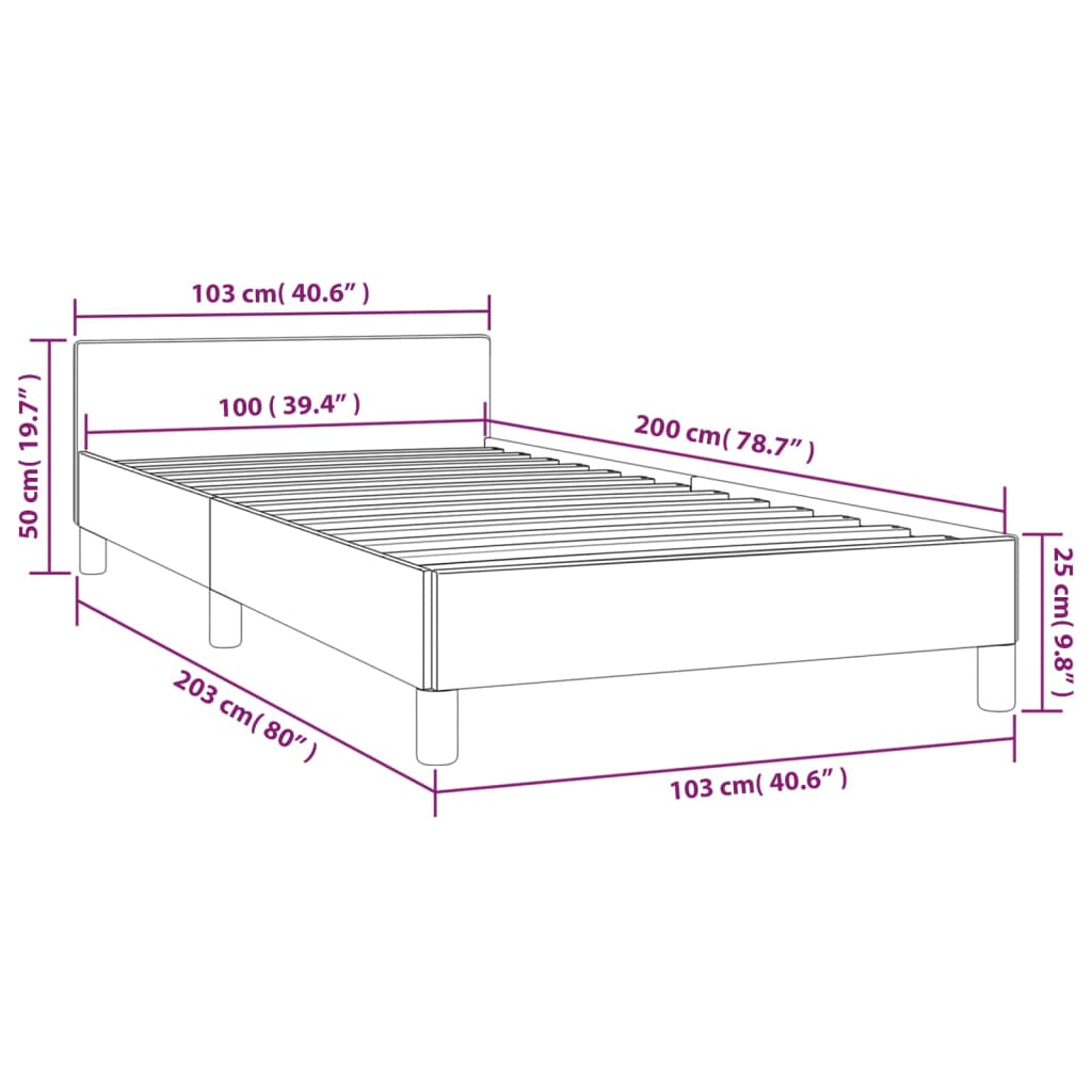 vidaXL Bed Frame with Headboard Black 53.9"x74.8" Full Fabric-6