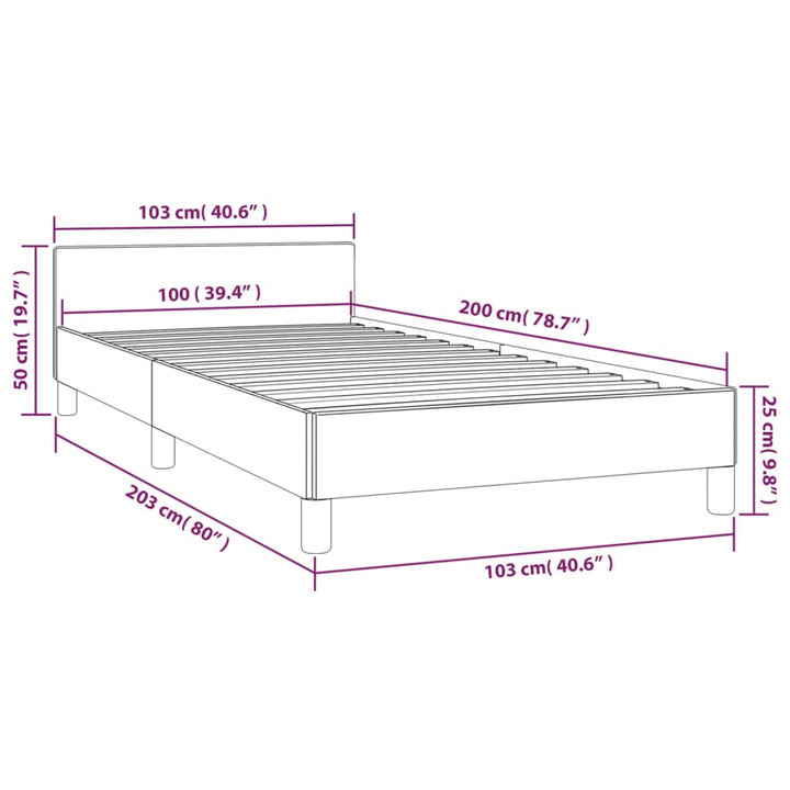 vidaXL Bed Frame with Headboard Black 53.9"x74.8" Full Fabric-6