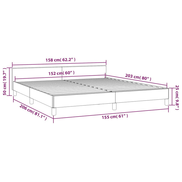vidaXL Bed Frame with Headboard Black 53.9"x74.8" Full Fabric-68
