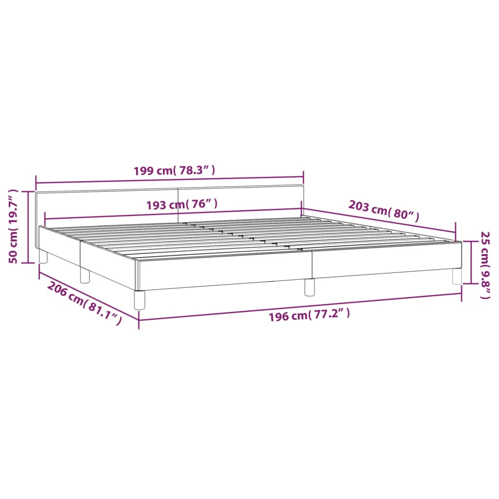 vidaXL Bed Frame with Headboard Black 53.9"x74.8" Full Fabric-62