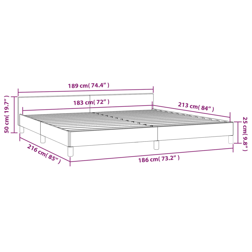 vidaXL Bed Frame with Headboard Black 53.9"x74.8" Full Fabric-24