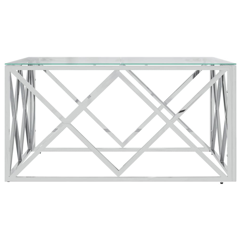 vidaXL Coffee Table 31.5"x31.5"x15.7" Stainless Steel and Glass-1