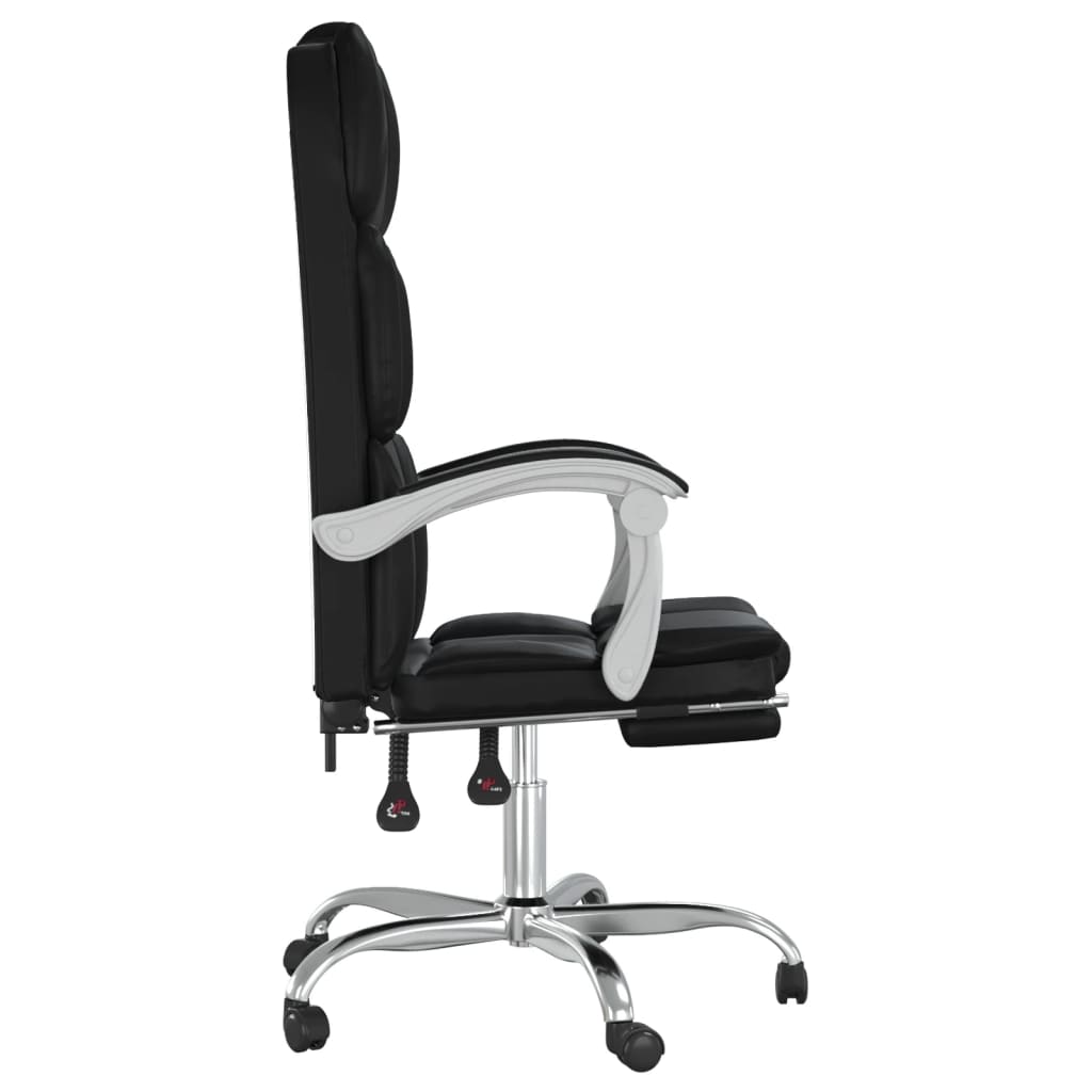 vidaXL Reclining Office Chair Black Faux Leather-10