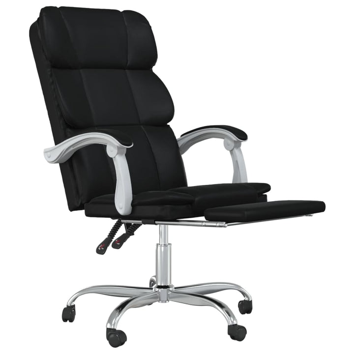vidaXL Reclining Office Chair Black Faux Leather-12