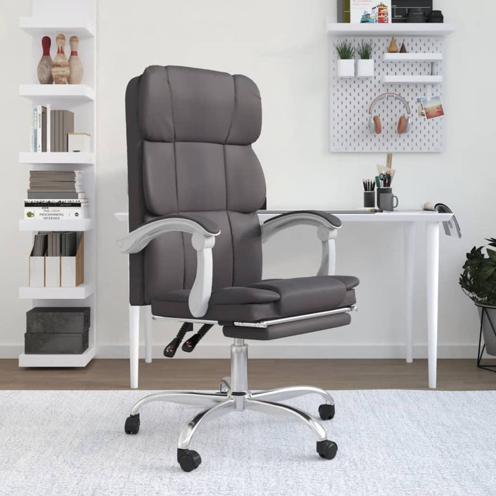 vidaXL Reclining Office Chair Black Faux Leather-6