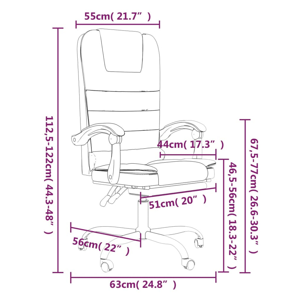 vidaXL Massage Reclining Office Chair Massage Office Adjustable Chair Fabric-10