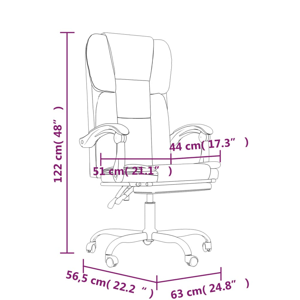 vidaXL Reclining Office Chair Dark Gray Fabric-10