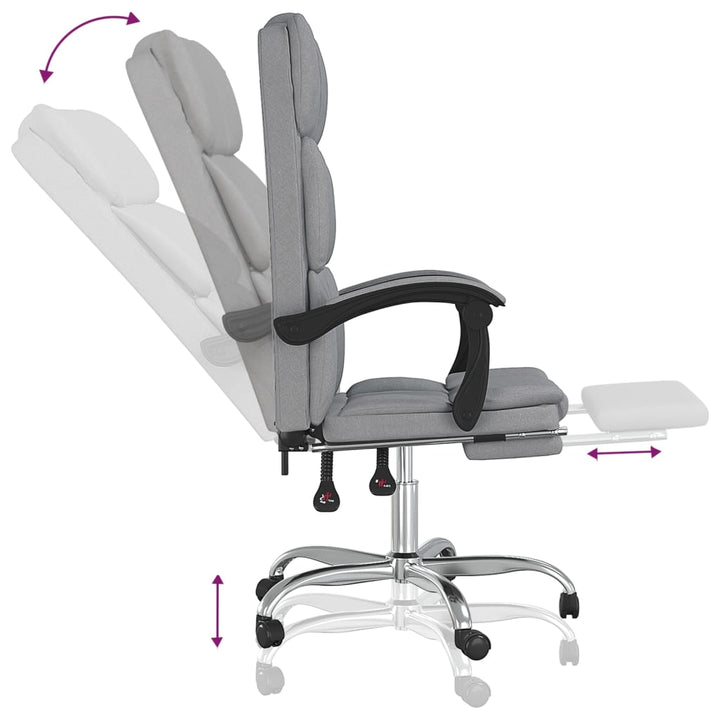 vidaXL Reclining Office Chair Dark Gray Fabric-18
