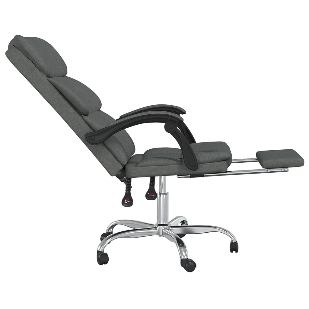 vidaXL Reclining Office Chair Dark Gray Fabric-7