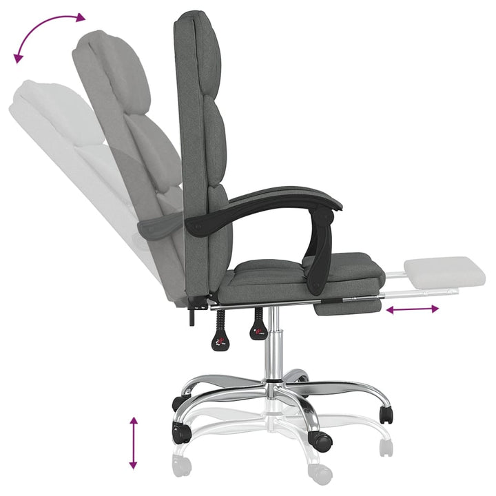 vidaXL Reclining Office Chair Dark Gray Fabric-8