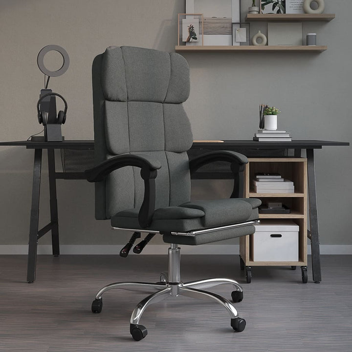 vidaXL Reclining Office Chair Dark Gray Fabric-2