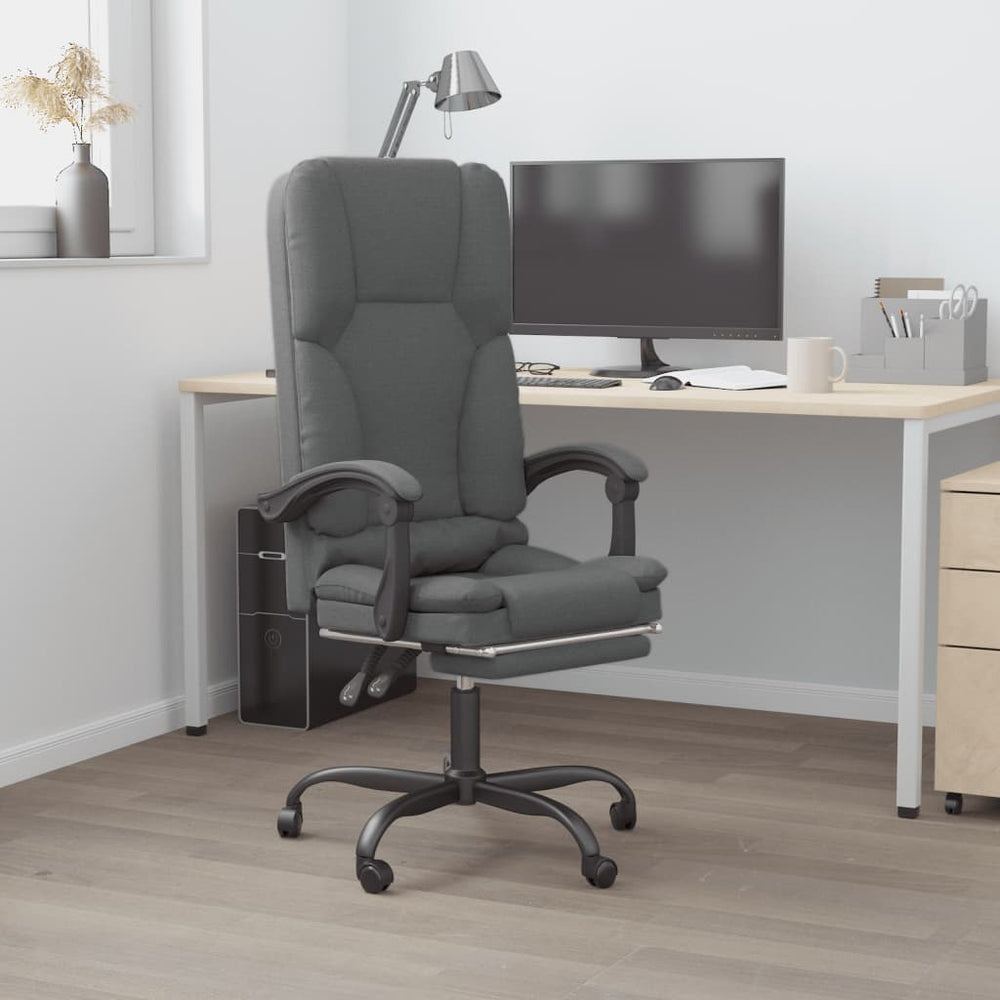 vidaXL Massage Reclining Office Chair Dark Gray Fabric-1