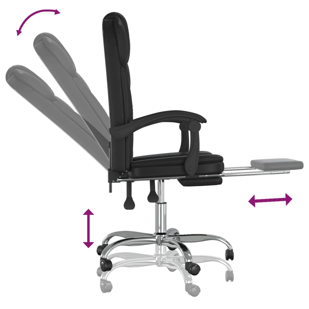 vidaXL Reclining Office Chair Black Faux Leather-9