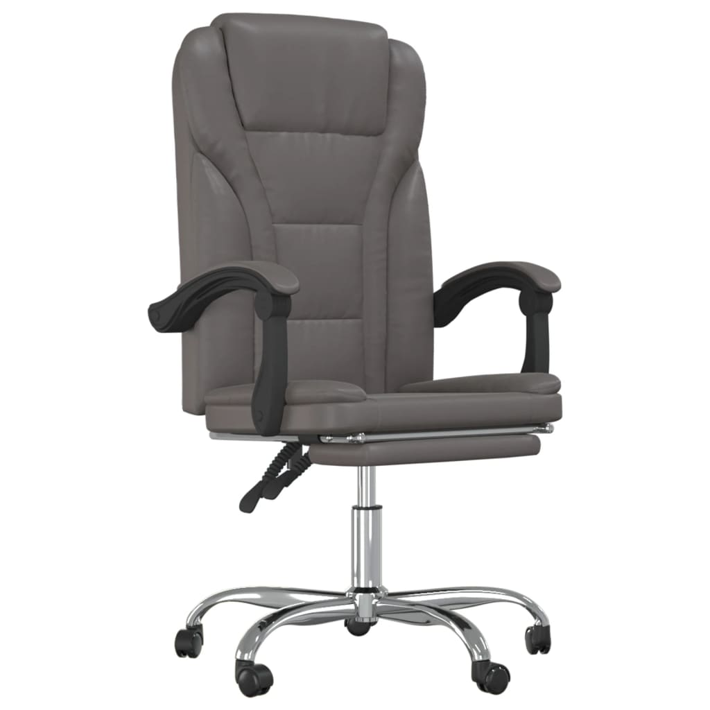 vidaXL Reclining Office Chair Black Faux Leather-11