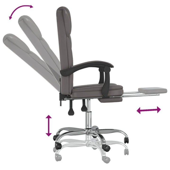 vidaXL Reclining Office Chair Black Faux Leather-19