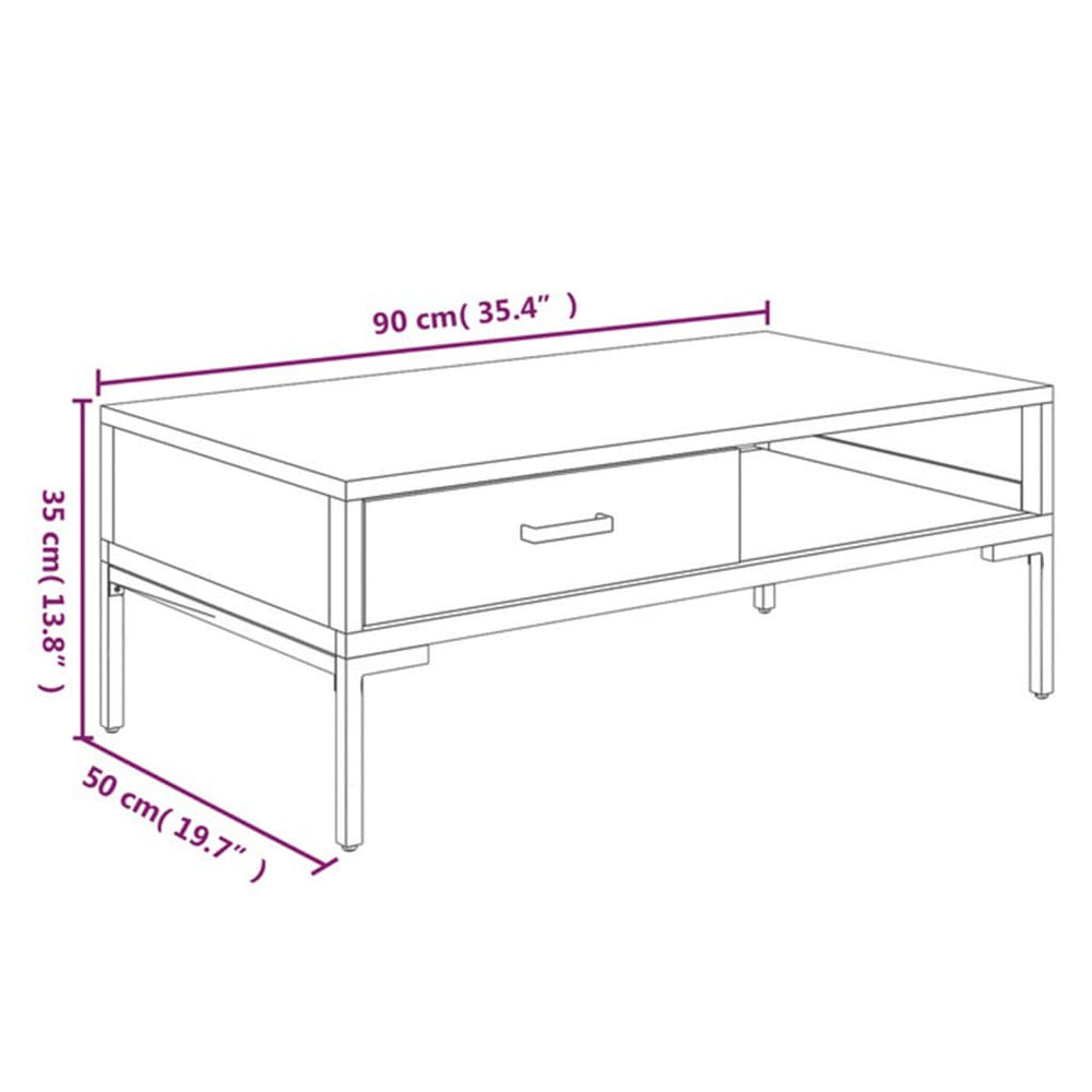 vidaXL Coffee Table Rectangle Coffee Table with Storage Drawer Solid Wood Pine-1