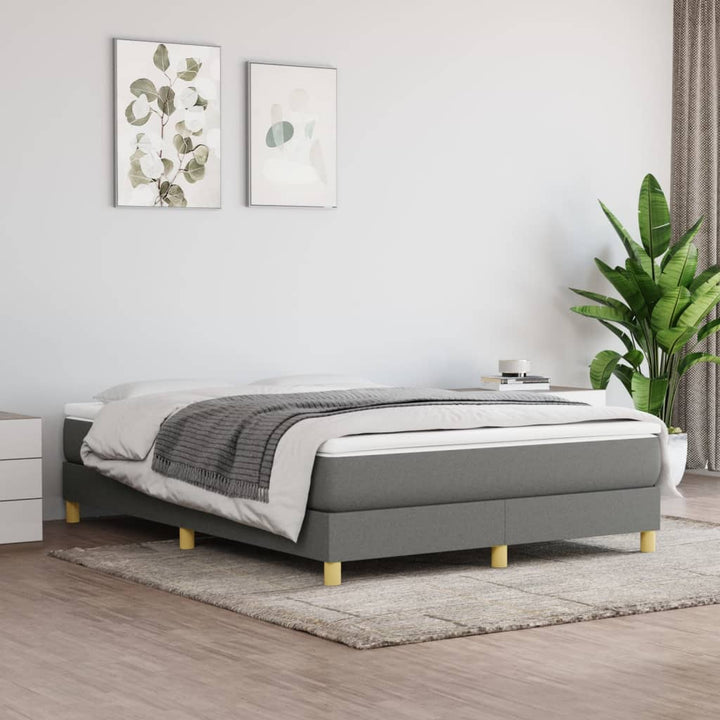 vidaXL Box Spring Bed Base Platform Bed Frame with Mattress for Bedroom Fabric-25