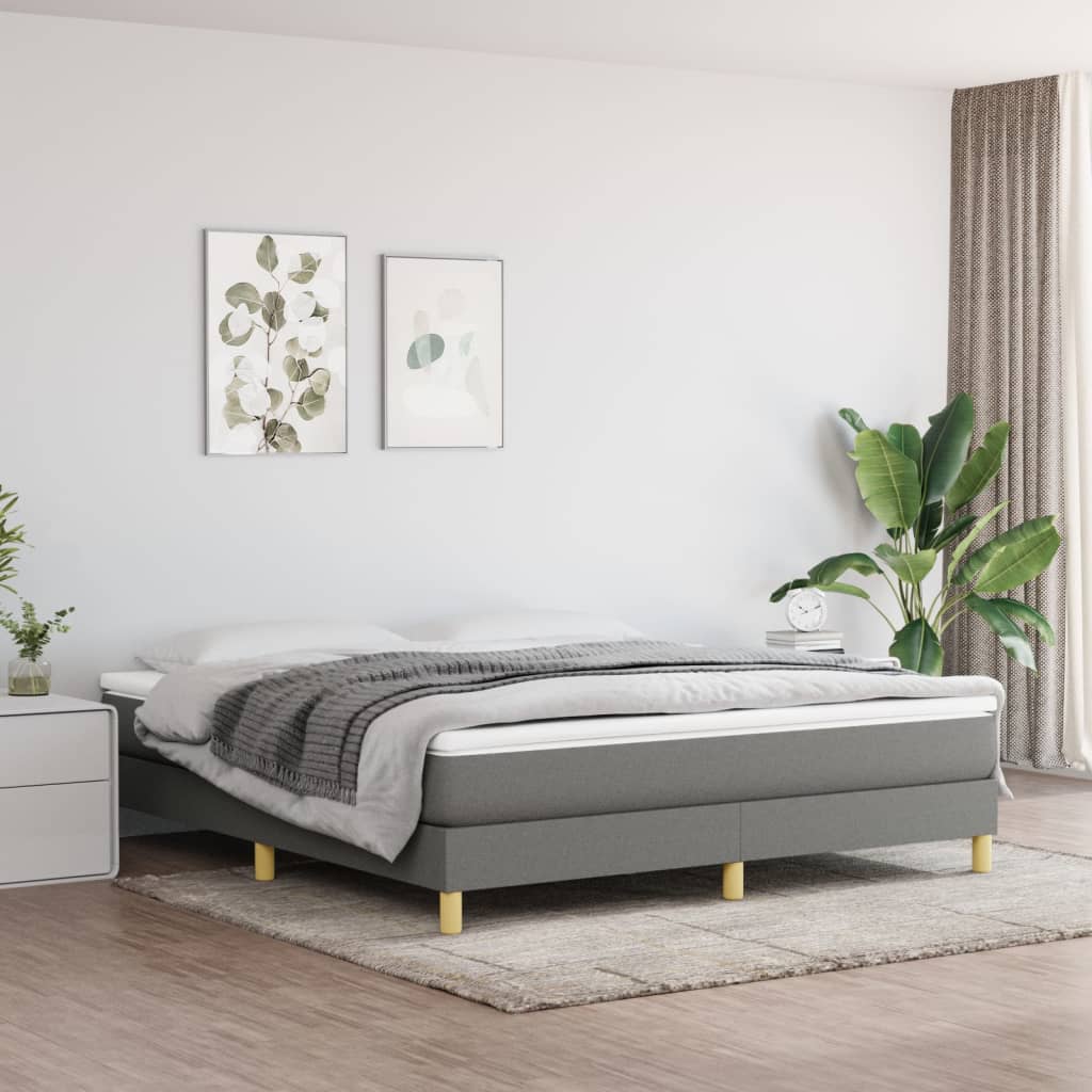 vidaXL Box Spring Bed Base Platform Bed Frame with Mattress for Bedroom Fabric-73
