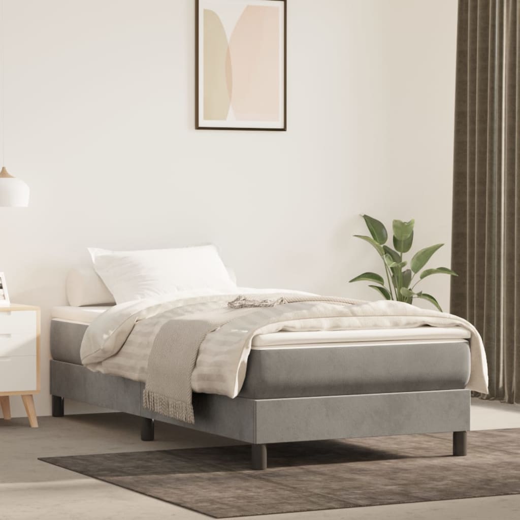 vidaXL Bed Frame Box Spring Platform Bed with Mattress for Bedroom Velvet-57
