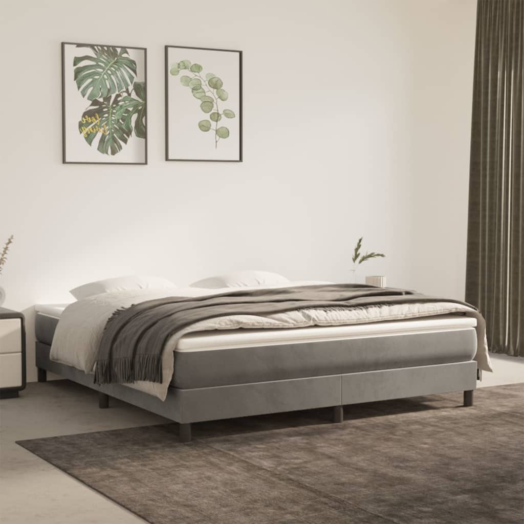 vidaXL Bed Frame Box Spring Platform Bed with Mattress for Bedroom Velvet-9