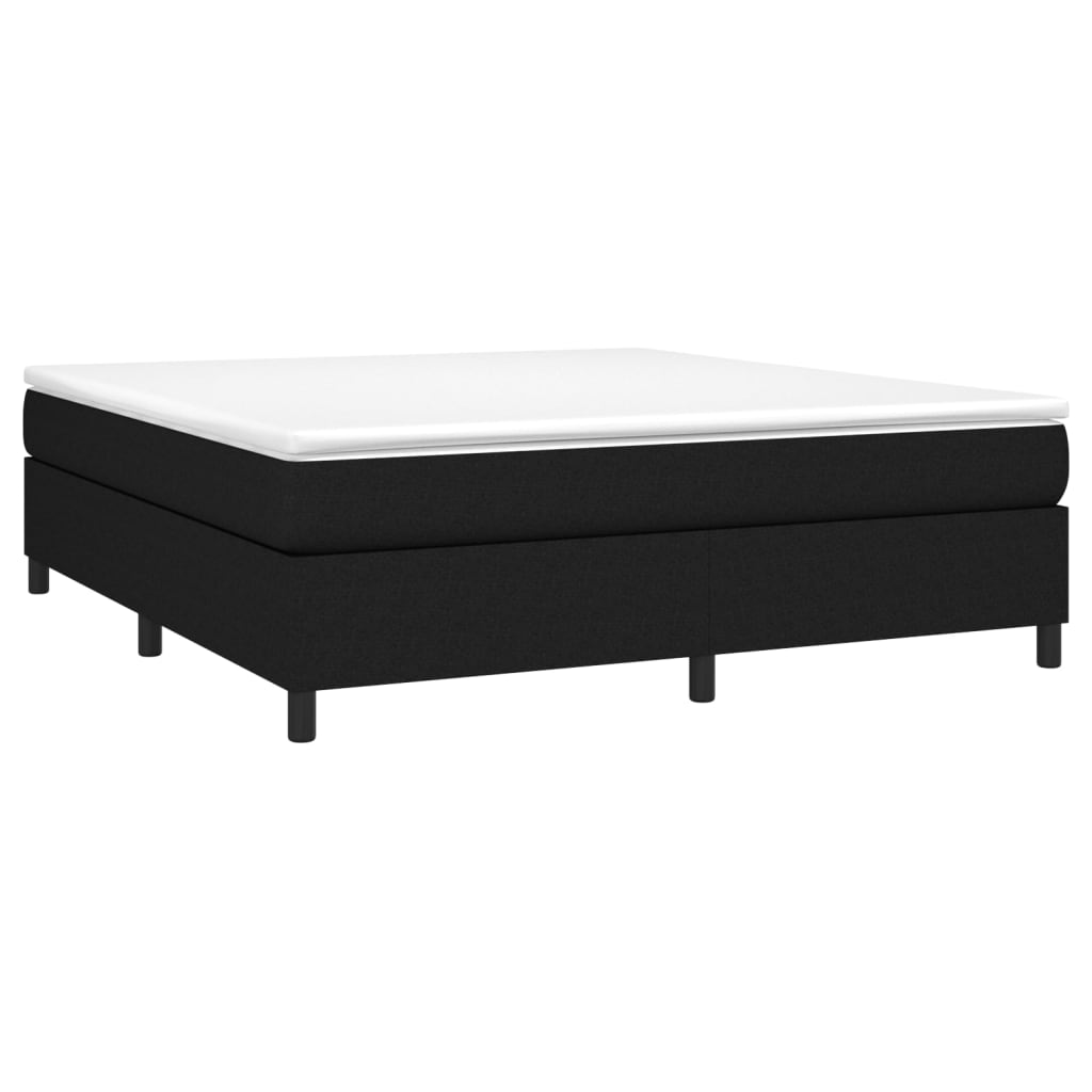 vidaXL Box Spring Bed with Mattress Black 72"x83.9" California King Fabric-76