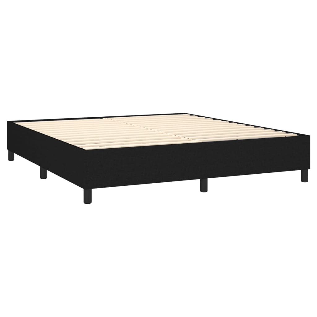 vidaXL Box Spring Bed with Mattress Black 72"x83.9" California King Fabric-16