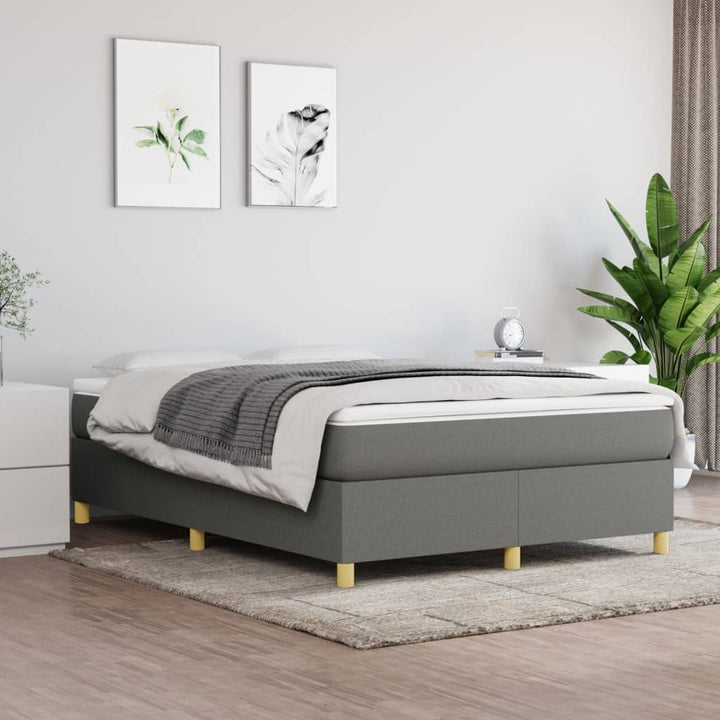vidaXL Box Spring Bed Base Platform Bed Frame with Mattress for Bedroom Fabric-55