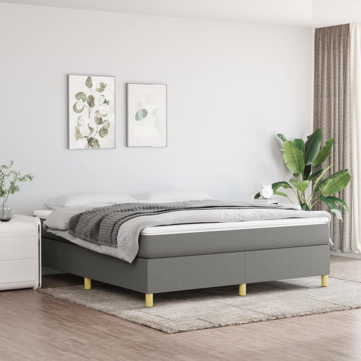 vidaXL Box Spring Bed Base Platform Bed Frame with Mattress for Bedroom Fabric-5