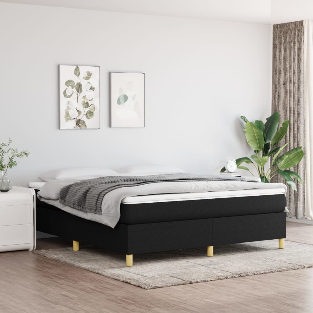 vidaXL Box Spring Bed Base Platform Bed Frame with Mattress for Bedroom Fabric-1