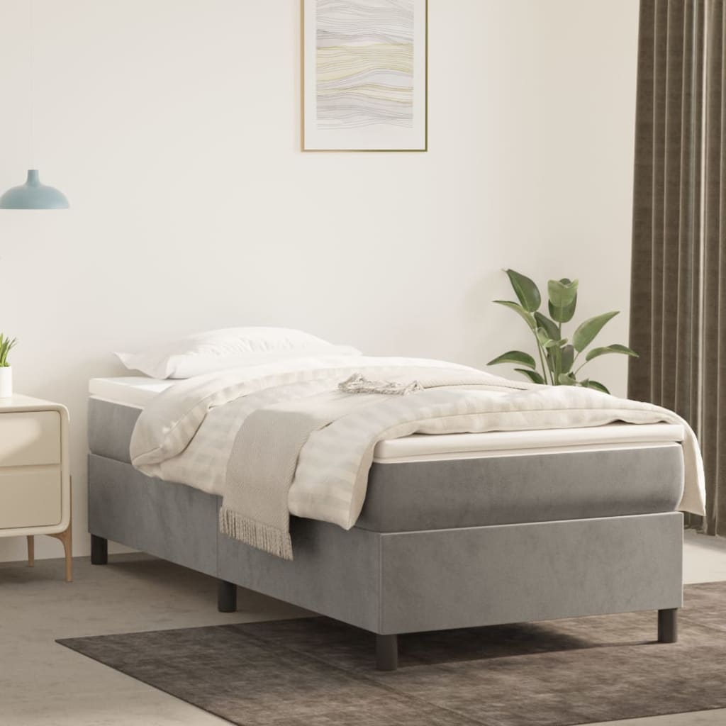vidaXL Bed Frame Box Spring Platform Bed with Mattress for Bedroom Velvet-41
