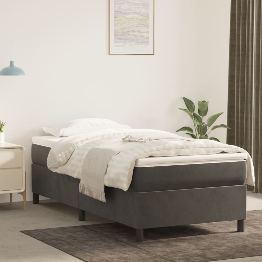 vidaXL Bed Frame Box Spring Platform Bed with Mattress for Bedroom Velvet-11