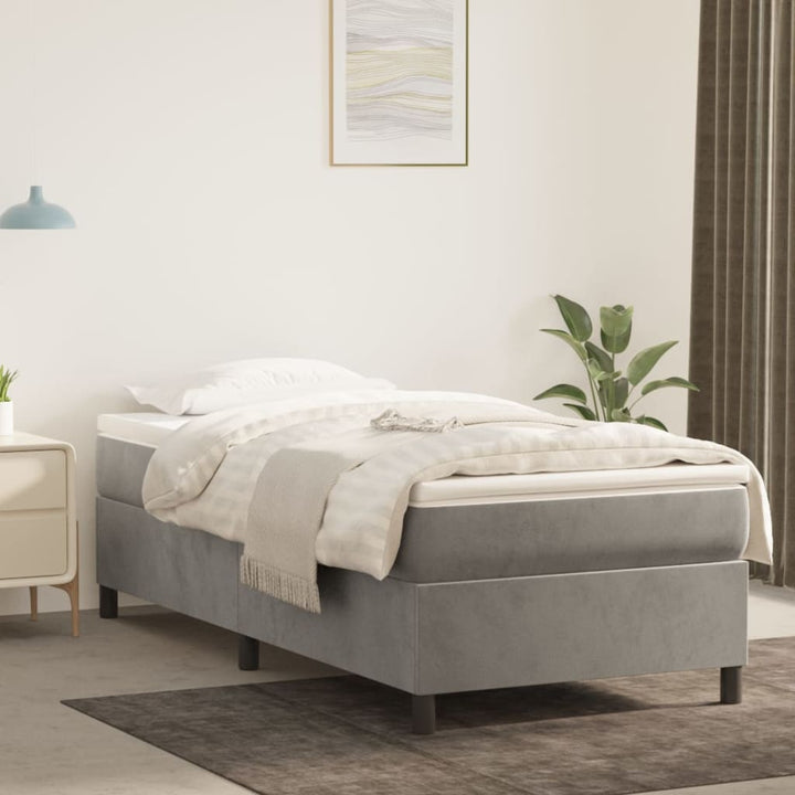 vidaXL Bed Frame Box Spring Platform Bed with Mattress for Bedroom Velvet-45