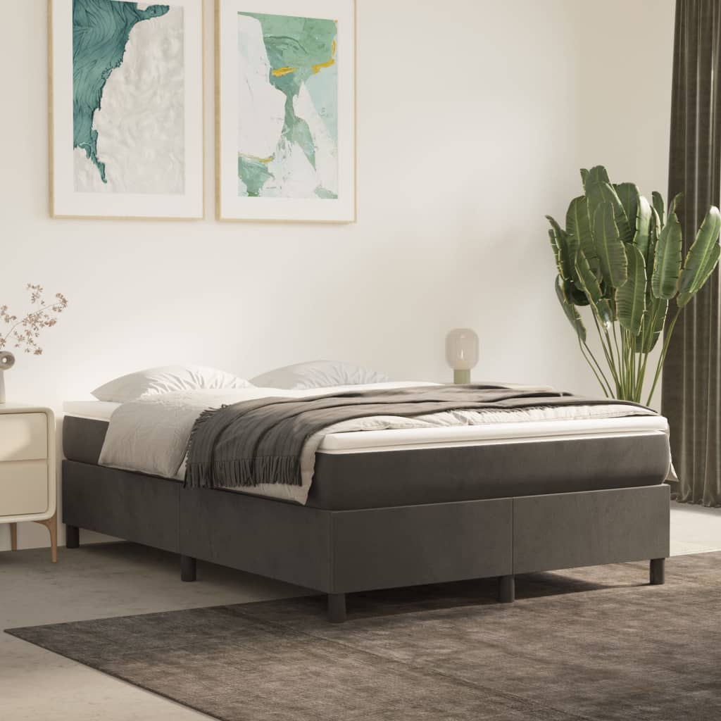 vidaXL Bed Frame Box Spring Platform Bed with Mattress for Bedroom Velvet-21