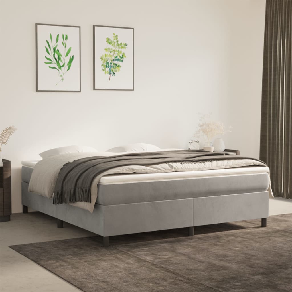 vidaXL Bed Frame Box Spring Platform Bed with Mattress for Bedroom Velvet-47