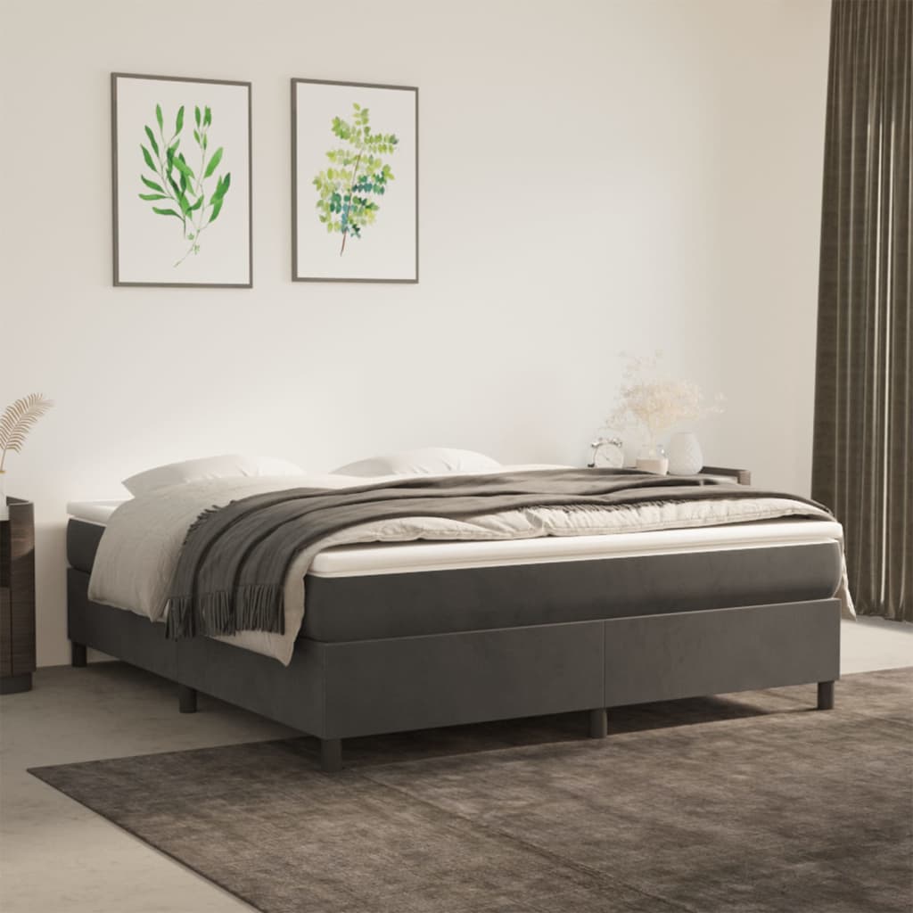 vidaXL Bed Frame Box Spring Platform Bed with Mattress for Bedroom Velvet-67