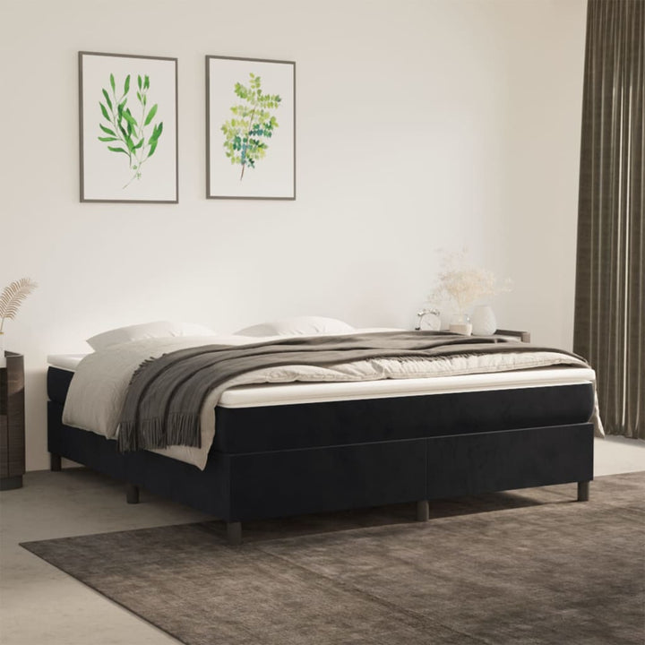 vidaXL Bed Frame Box Spring Platform Bed with Mattress for Bedroom Velvet-69