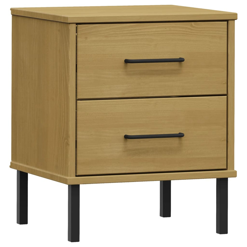 vidaXL Nightstand Storage Bedside Table with 2 Drawers Solid Pine Wood OSLO-1
