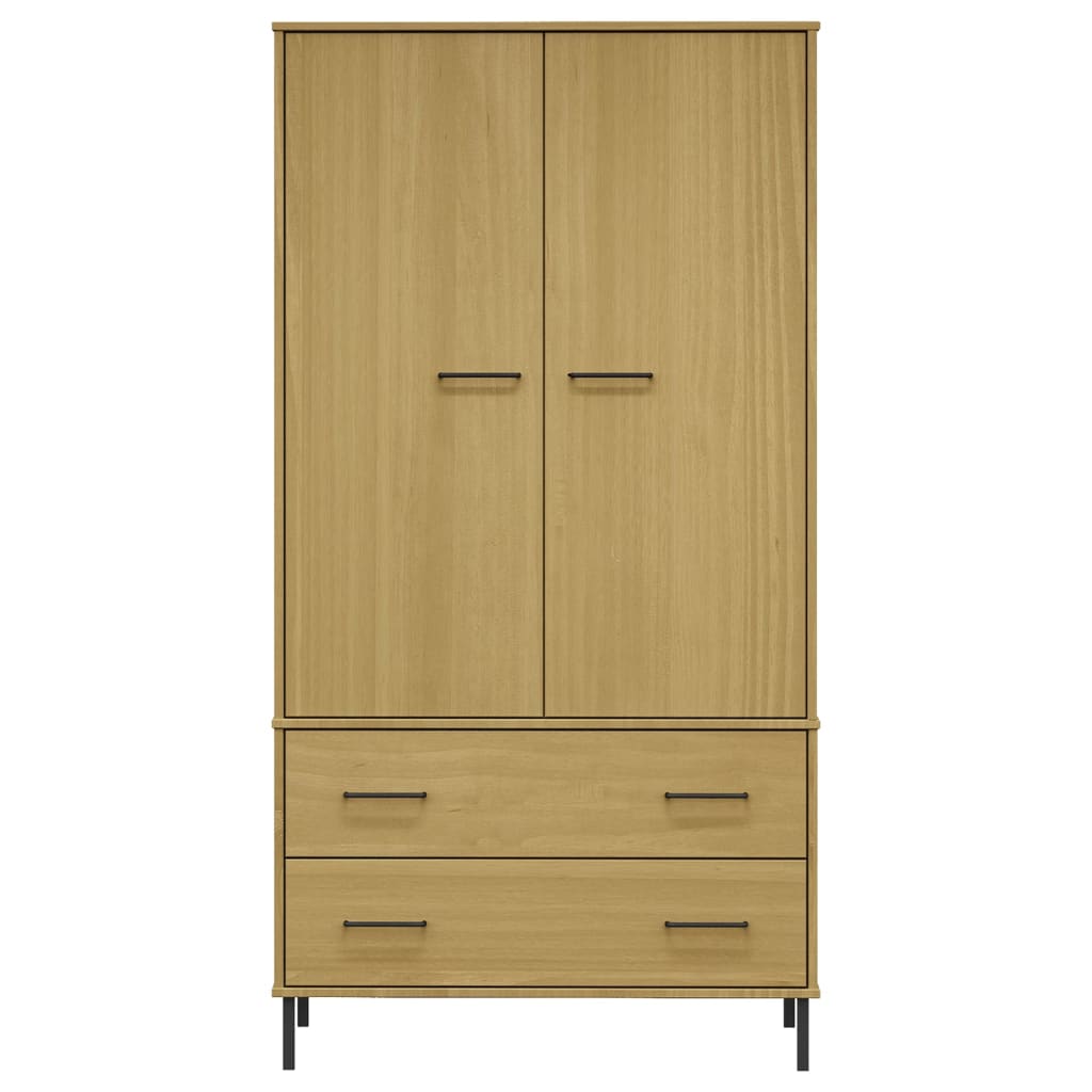vidaXL Wardrobe Armoire Closet Rack Storage with Metal Legs Solid Wood OSLO-17