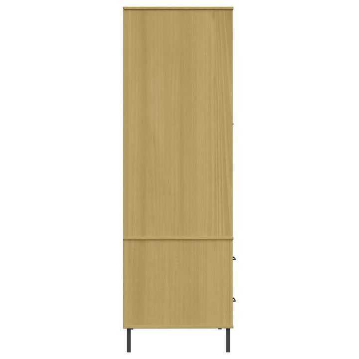 vidaXL Wardrobe Armoire Closet Rack Storage with Metal Legs Solid Wood OSLO-19