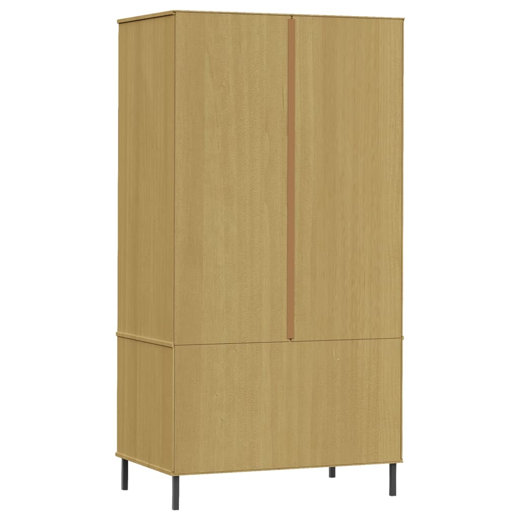 vidaXL Wardrobe Armoire Closet Rack Storage with Metal Legs Solid Wood OSLO-0