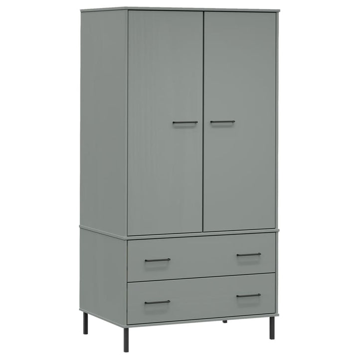 vidaXL Wardrobe Armoire Closet Rack Storage with Metal Legs Solid Wood OSLO-12
