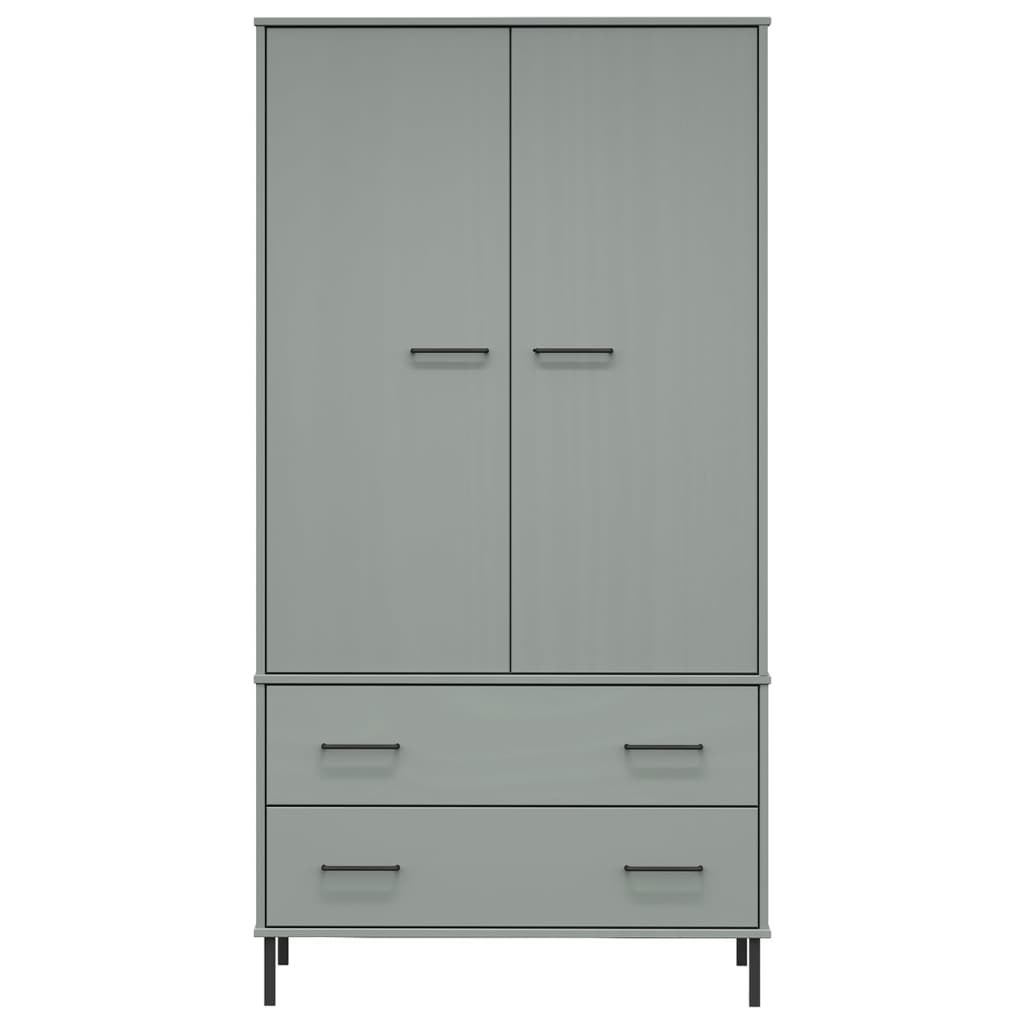 vidaXL Wardrobe Armoire Closet Rack Storage with Metal Legs Solid Wood OSLO-4