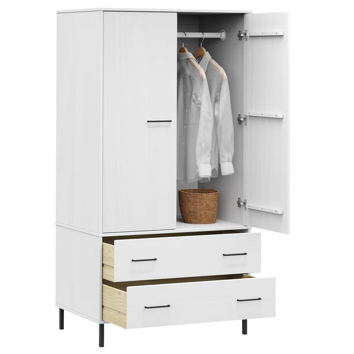 vidaXL Wardrobe Armoire Closet Rack Storage with Metal Legs Solid Wood OSLO-9