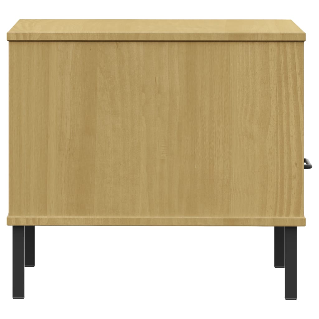 vidaXL Bedside Table Bedroom Nightstand with Metal Legs Solid Wood Pine OSLO-1