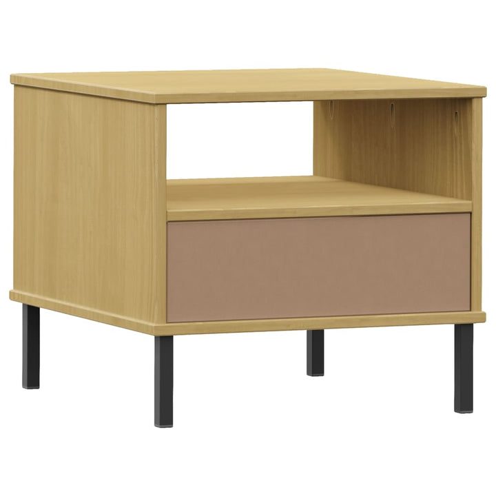 vidaXL Bedside Table Bedroom Nightstand with Metal Legs Solid Wood Pine OSLO-2