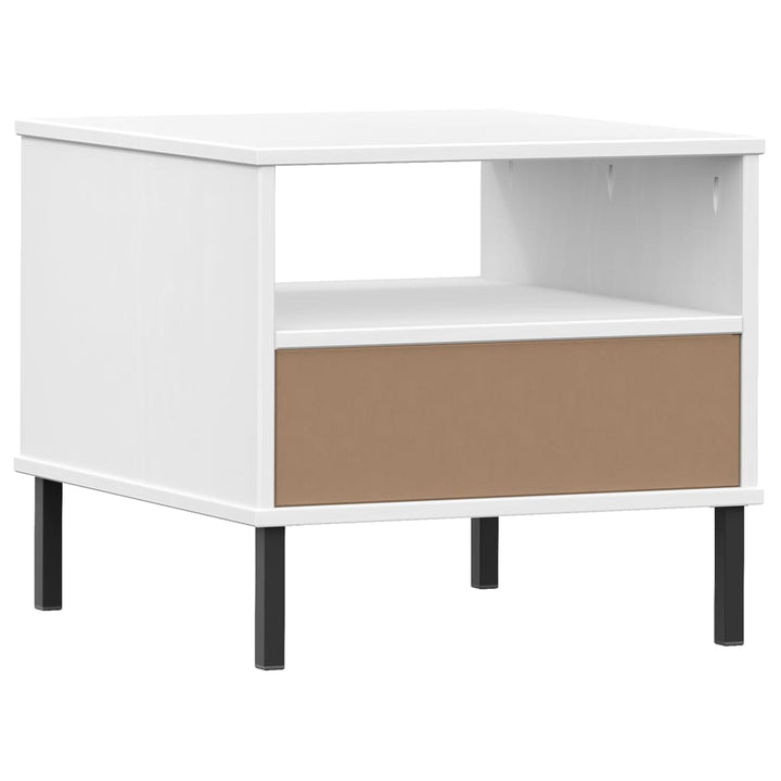vidaXL Bedside Table Bedroom Nightstand with Metal Legs Solid Wood Pine OSLO-22