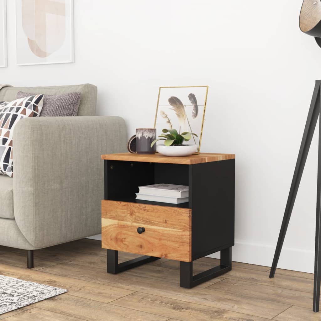 vidaXL Cabinet Storage Accent Nightstand End Table for Bedroom Solid Wood-12