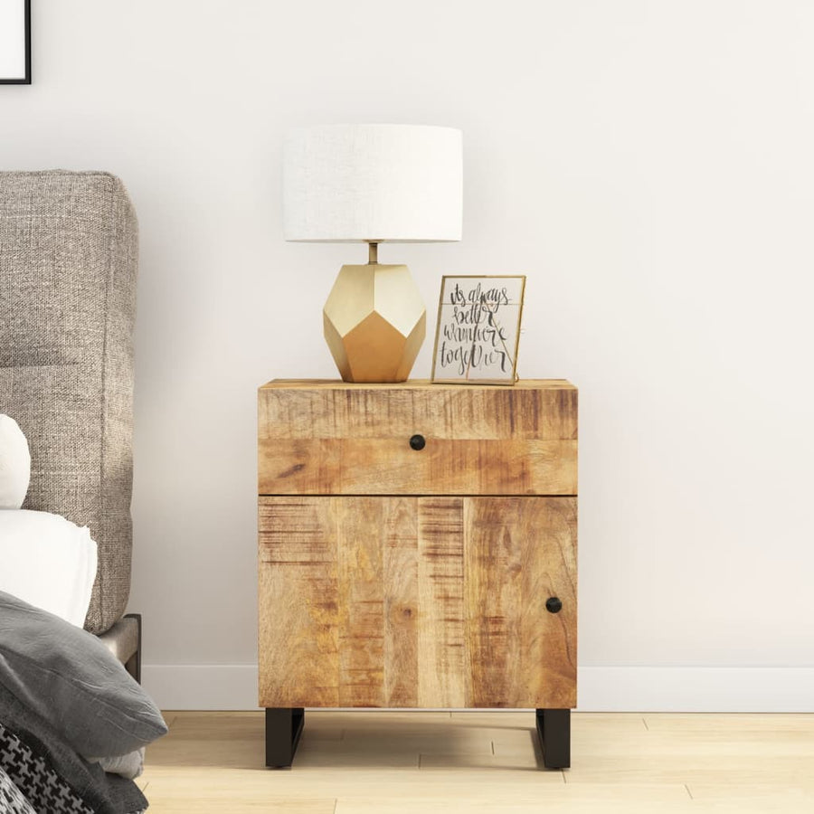 vidaXL Cabinet Accent Nightstand End Table with Storage Drawer Solid Wood-0